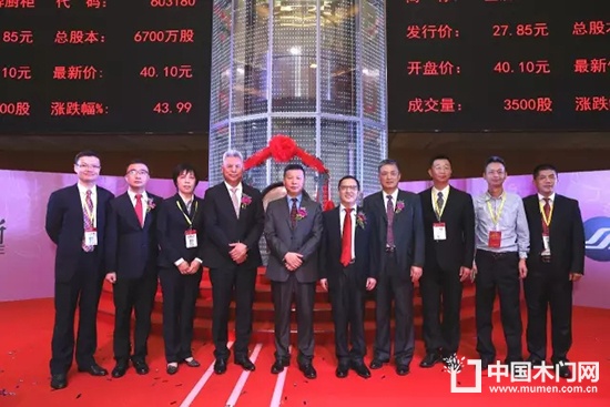 金牌廚柜董事長(zhǎng)溫建懷、總裁潘孝貞與來(lái)賓合影
