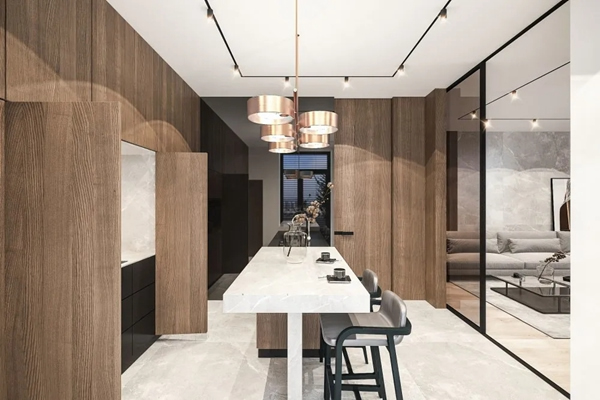 卡爾·凱旋木門：本木色搭配高級灰，構(gòu)建出舒適的現(xiàn)代之家