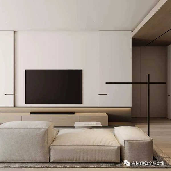 古樹印象全屋定制： 電視背景墻讓全屋簡(jiǎn)潔又實(shí)用