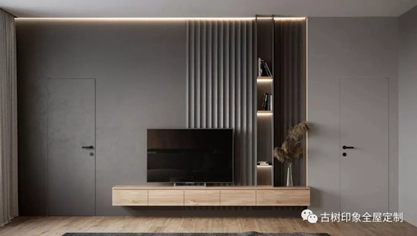 古樹印象全屋定制： 電視背景墻讓全屋簡(jiǎn)潔又實(shí)用