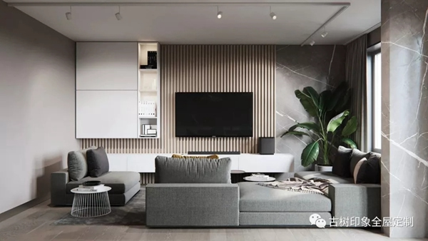 古樹印象全屋定制： 電視背景墻讓全屋簡(jiǎn)潔又實(shí)用