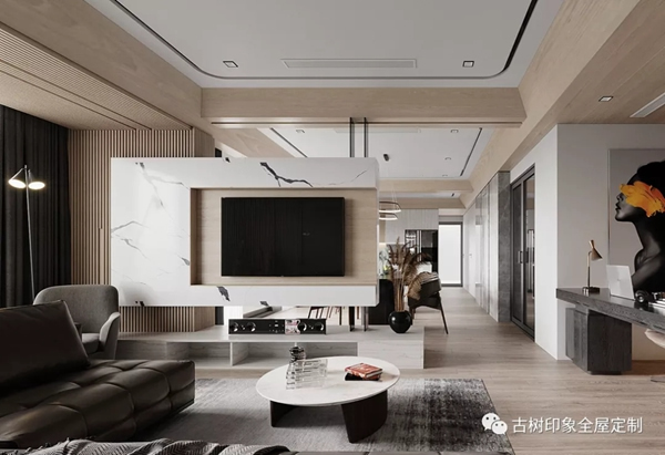 古樹印象全屋定制： 電視背景墻讓全屋簡(jiǎn)潔又實(shí)用