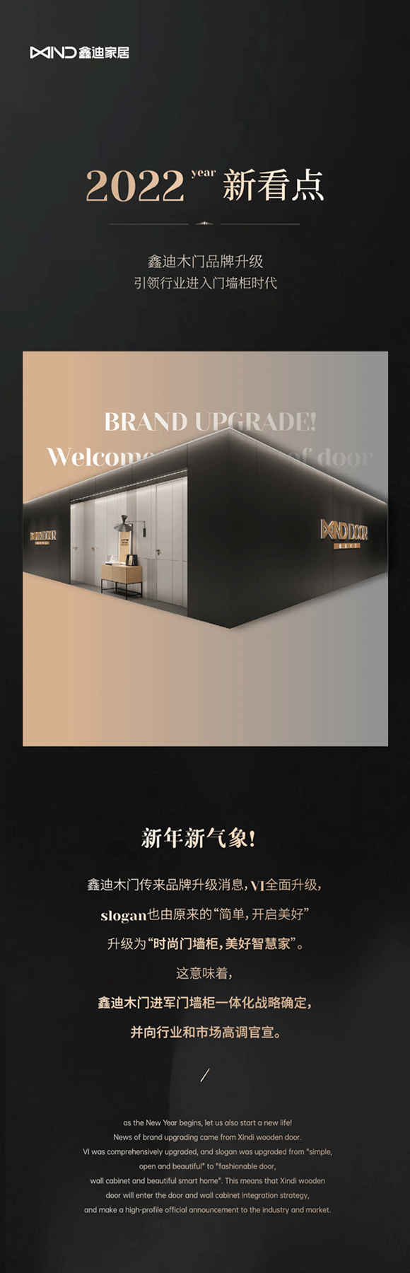 鑫迪木門 | 2022新看點(diǎn)，鑫迪木門品牌升級(jí)，引領(lǐng)行業(yè)進(jìn)入門墻柜時(shí)代